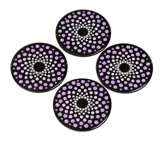 Handmade Resin Coasters | Set of 4 Acrylic painted and Resin coated | MDF Coasters | circular