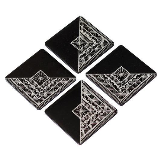 Handmade Resin Coasters | Set of 4 Mandala and Resin coated | MDF Coasters | square