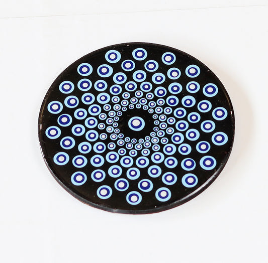 Handmade Resin Coasters | Set of 4 Dot-Painted and Resin coated | MDF Coasters | circular