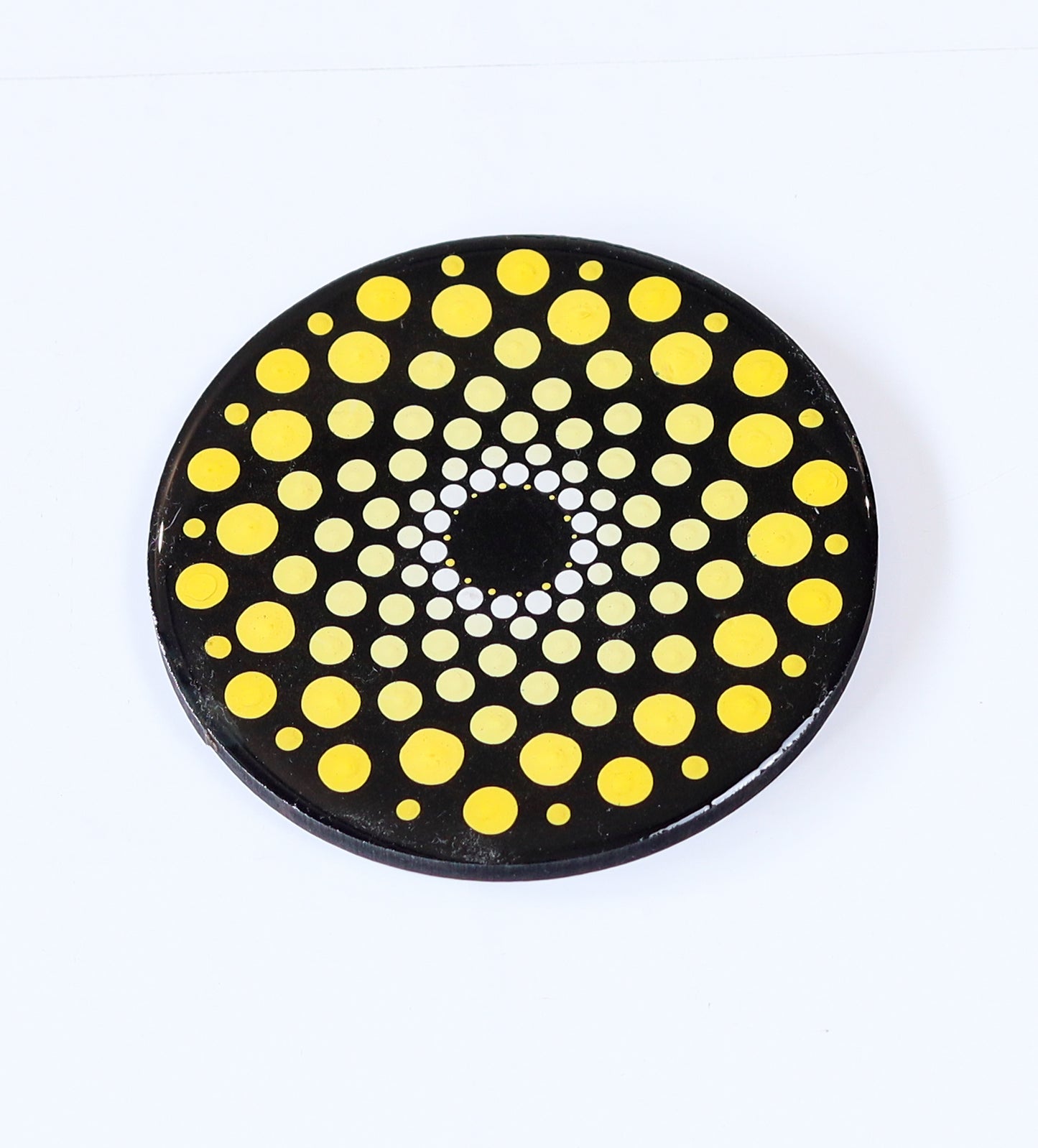 Handmade Resin Coasters | Set of 4 Dot-Painted and Resin coated | MDF Coasters | circular