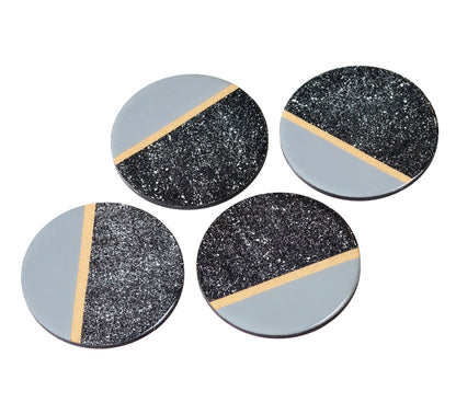 Handmade Resin Coasters | Set of 4 Acrylic painted and Resin coated | MDF Coasters | circular