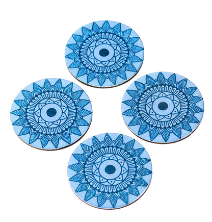 Handmade Resin Coasters | Set of 4 Mandala and Resin coated | MDF Coasters | circular